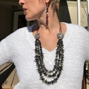 Oyster Shell Necklace Silver Accents